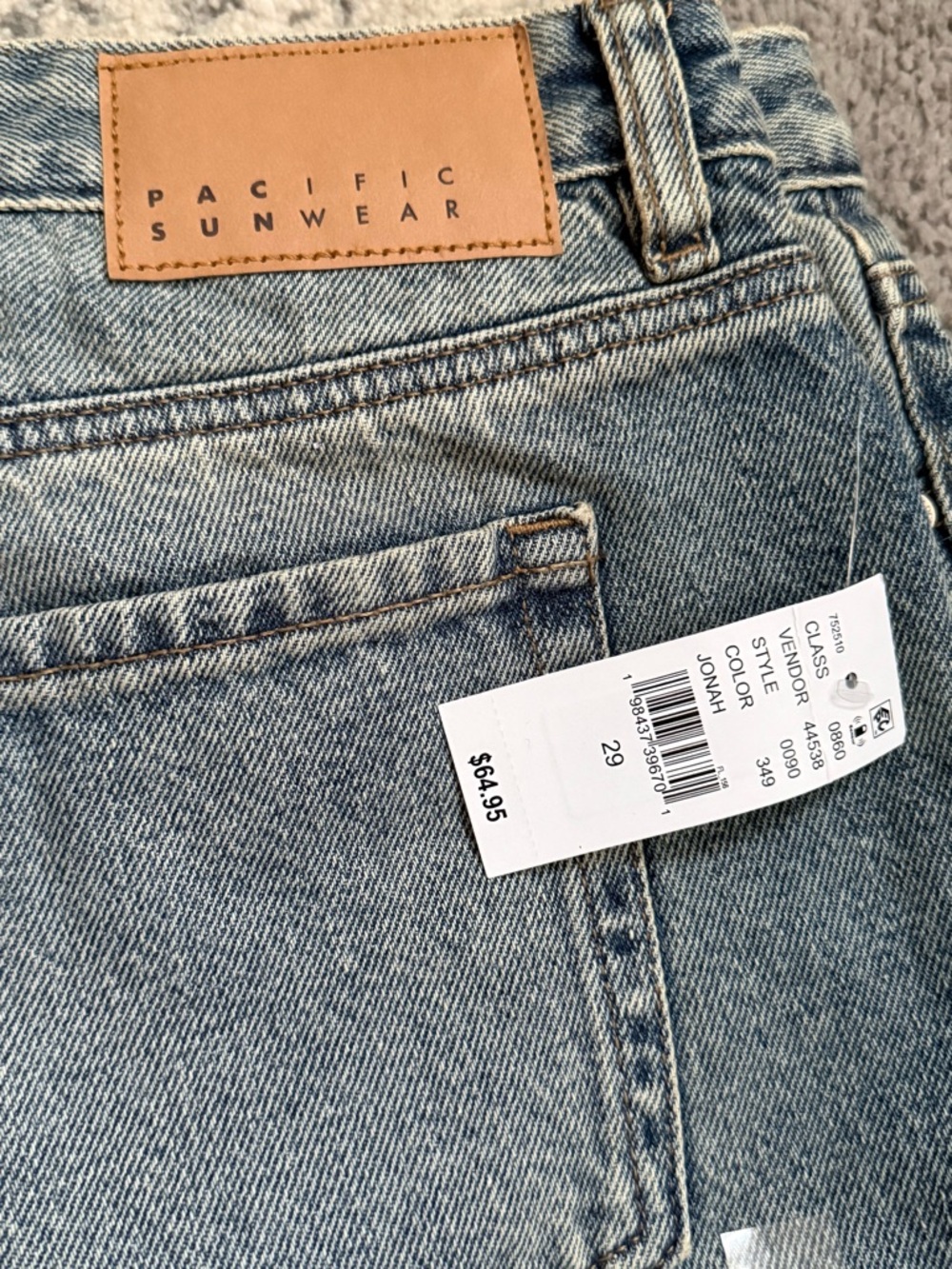 Pacific Sunwear Light Blue Denim Jeans with Tan Patch